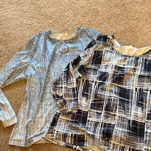 Stylish Womens Long Sleeve Tops - Blue and Black Patterns